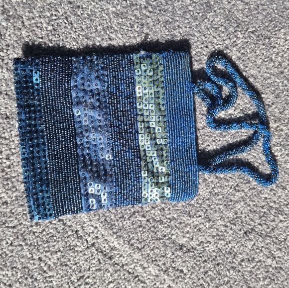 OLGA BERG blue beaded handbag - Picture 3 of 3